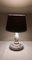 Lampada da tavolo vintage con base in marmo bianco a grana grossa e paralume in tessuto grigio-nero, anni '60, Immagine 2