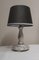 Lampada da tavolo vintage con base in marmo bianco a grana grossa e paralume in tessuto grigio-nero, anni '60, Immagine 4