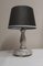 Vintage Table Lamp with a Heavily Grained White Marble Base and Gray-Black Fabric Shade, 1960s 4