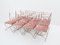 12 Curule Chairs in Steel, Brass & Pink Velvet from Maison Jansen, 1960s, Set of 12 4