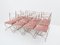 12 Curule Chairs in Steel, Brass & Pink Velvet from Maison Jansen, 1960s, Set of 12, Image 4