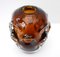 Mid-Century Modern Biomorphic-Shaped Handmade Crystal Vase in Amber and Brown attributed to Börne Augustsson for Åseda, Sweden 1