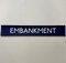 Ultra Embankment Blue and White Cartridge Paper London Underground Sign, 1970s, Image 1