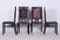 Czech Cubist Chairs in Oak and Red Leather by Josef Gočár, 1910s, Set of 4, Image 10