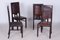 Czech Cubist Chairs in Oak and Red Leather by Josef Gočár, 1910s, Set of 4 9