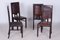 Czech Cubist Chairs in Oak and Red Leather by Josef Gočár, 1910s, Set of 4, Image 9