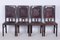 Czech Cubist Chairs in Oak and Red Leather by Josef Gočár, 1910s, Set of 4 1