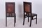 Czech Cubist Chairs in Oak and Red Leather by Josef Gočár, 1910s, Set of 4, Image 2