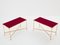 Bamboo, Brass and Red Lacquer End Tables from Maison Baguès, 1960s, Set of 2 1