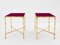 Tables d'Appoint en Bambou, Laiton et Laque Rouge de Maison Baguès, 1960s, Set de 2 6