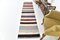 Tapis moderne en laine bleu et beige Kilim Runner 2