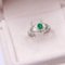 Vintage 18k White Gold Ring with Marquise-Cut Diamonds and Emerald, 1980s 3