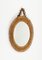 Mid-Century Round Rattan and Bamboo Wall Mirror with Chain, Italy, 1960s 2