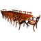 Vintage Three Pillar Mahogany Dining Table with Chairs, 1980s, Set of 15, Image 1