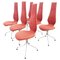 Mid-Century Modern Coral & Silver Dining Chairs by Theo Häberli, Switzerland, 1960s, Set of 6 1