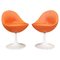 Vintage Swedish Orange Leather Venus Chairs by Börje Johanson, 1960s, Set of 2 1