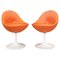 Vintage Swedish Orange Leather Venus Chairs by Börje Johanson, 1960s, Set of 2, Image 1