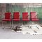 Sedie Mid-Century moderne rosse di Ludwig Mies Van Der Rohe, anni '70, set di 4, Immagine 2