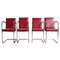 Mid-Century Modern Red Chairs by Ludwig Mies Van Der Rohe, 1970s, Set of 4 1