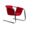 Vintage Chrome and Red Velvet Lounge Chair, 1970s 1