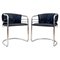 Vintage Italian Leather and Polished Chrome Sling Chairs by Giotto Stoppino, 1980s, Set of 2 1