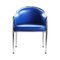 Vintage Royal Blue Chrome Armchair, 1980s, Image 1