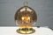 Goldfarbene Tischlampe mit mundgeblasenem Rauchglobus, 1960er 2