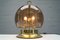 Gold Table Lamp with Mouth-Blown Smoke Globe, 1960s 4