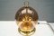 Goldfarbene Tischlampe mit mundgeblasenem Rauchglobus, 1960er 5