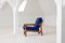 Chaise Vintage à Rayures Bleues, 1960s 3