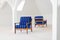 Vintage Chair with Blue Stripes, 1960s 1