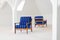 Vintage Chair with Blue Stripes, 1960s, Image 1