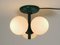 Space Age Green Metal Ceiling Lamp with 3 Glass Balls from Kaiser Leuchten, 1960s 3