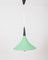 Lámpara de araña italiana vintage de metal verde y vidrio, años 70, Imagen 1