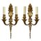 French Gilt Brass Wall Sconces, 1950s, Set of 2 10