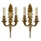 French Gilt Brass Wall Sconces, 1950s, Set of 2 9