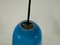 Lámpara colgante italiana larga de vidrio azul, años 60, Imagen 6