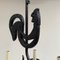 Lámpara de araña Girouette Mid-Century de hierro forjado en negro, Francia, años 50, Imagen 7