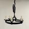 Lámpara de araña Girouette Mid-Century de hierro forjado en negro, Francia, años 50, Imagen 5