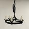 Mid-Century Black Wrought Iron Girouette Chandelier, France, 1950s 5