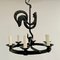 Mid-Century Black Wrought Iron Girouette Chandelier, France, 1950s 2