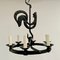 Mid-Century Black Wrought Iron Girouette Chandelier, France, 1950s, Image 2