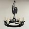 Lámpara de araña Girouette Mid-Century de hierro forjado en negro, Francia, años 50, Imagen 6