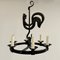 Mid-Century Black Wrought Iron Girouette Chandelier, France, 1950s 1