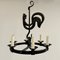 Mid-Century Black Wrought Iron Girouette Chandelier, France, 1950s, Image 1