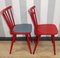 Sedia a pioli da cucina rossa nello stile di Tapiovaara, anni '60, set di 4, Immagine 4