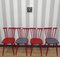 Chaise en Barreau de Cuisine Rouge dans le style de Tapiovaara, 1960s, Set de 4 1
