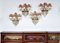 Lámparas de pared Hollywood Regency francesas de latón, cristal y dorado, años 40. Juego de 4, Imagen 4