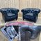 Italian Black Leather Chesterfield Armchairs from Poltrona Frau, 1950s, Set of 2 1