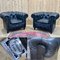 Italian Black Leather Chesterfield Armchairs from Poltrona Frau, 1950s, Set of 2, Image 1